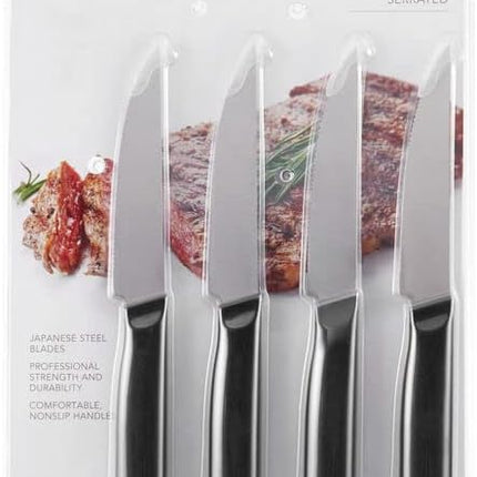 KitchenAid Classic 4 Piece Steak Knife Set, 4.5-Inch, High-Carbon Japanese Stee Blades, Sharp Kitchen Knife Set, Black