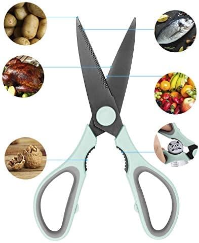 Country Kitchen Kitchen Scissors, Stainless Steel Kitchen Shears, Cooking Scissors for Cutting Meat, Chicken, Herbs and Produce with Blade Cover and Soft Grip Handles, Mint