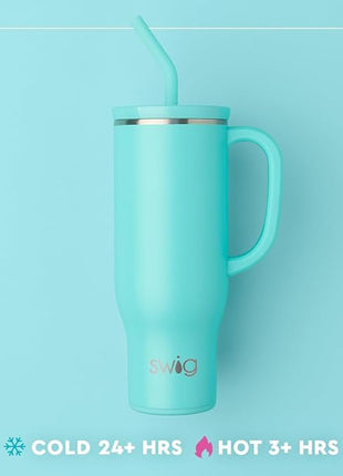 Swiglife 30oz Mega Mug, 30oz Tumbler with Handle and Straw, Large Insulated Tumblers, Cup Holder Friendly Travel Mug, Stainless Steel 30 oz Tumbler, Reusable Insulated Water Bottle (Flourish)