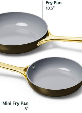 Caraway Nonstick Ceramic Frying Pan (2.7 qt, 10.5") - Non Toxic, PTFE & PFOA Free - Oven Safe & Compatible with All Stovetops (Gas, Electric & Induction) - Black