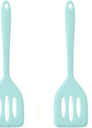 2Pack Small Silicone Turner High Heat Resistant Slotted Spatula for Fish, Eggs, Pancakes and More (12 IN, Light blue)