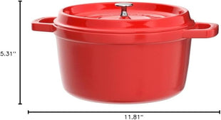 STAUB Cast Iron Dutch Oven 5.5-qt Round Cocotte, Made in France, Serves 5-6, Cherry