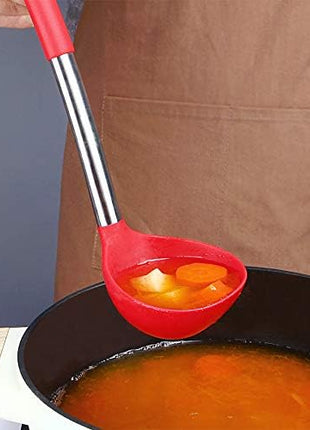 Pack of 2 Ladle Spoon,Silicone Large Spoon for Soup,Non Stick Kitchen Utensils with High Heat Resistant,BPA Free Perfect Kitchen Tools for Cooking, Stirring,Serving Soups (BLACK-RED)