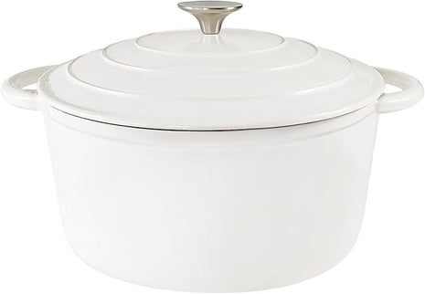 Dutch Oven,Cast Iron Dutch Ovens,Dutch Oven Pot with Lid,4.5 QT Enamel Dutch Pot,Dutch Ovens with Dual Handles,Cast Iron Pot for Braiser,Cooking,Gifts for Family,White