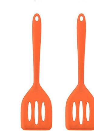 2Pack Small Silicone Turner High Heat Resistant Slotted Spatula for Fish, Eggs, Pancakes and More (8.2 IN, Orange)