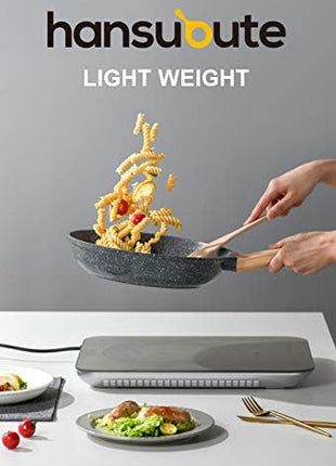 Induction Nonstick Frying Pan,Light Weight Skillet,Healthy Non Toxic Omelet Pan,All Stoves Compatible Egg Pan (grey, 8inch)