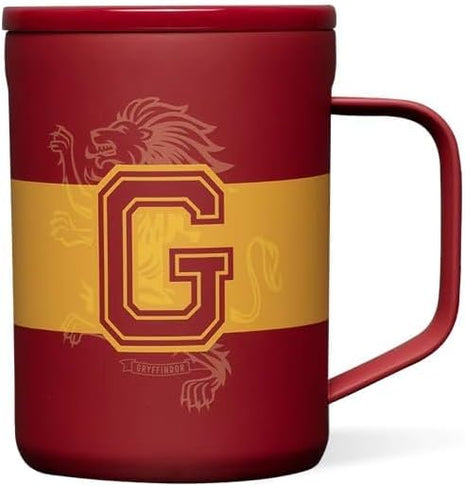 Corkcicle Harry Potter Coffee Mug - Stainless Steel Insulated Cup With Lid For Tea & Coffee - Non-Slip Silicone Base - Durable Travel Mug - Dishwasher Safe - BPA Free - Easy Grip - 16 oz - Gryffindor
