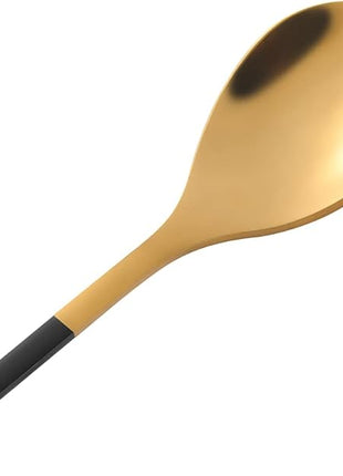 AnSaw Elegant Black & Gold Leaf Espresso Spoons - 10-Piece, 4.7" Mini Stainless Steel Coffee & Dessert Tea Spoons, Perfect for Demitasse & Small Servings