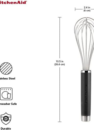 KitchenAid Gourmet Utility Whisk, 10.5-Inch, Matte Black