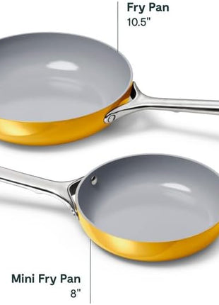 Caraway Nonstick Ceramic Frying Pan (2.7 qt, 10.5") - Non Toxic, PTFE & PFOA Free - Oven Safe & Compatible with All Stovetops (Gas, Electric & Induction) - Marigold