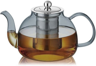 40OZ (1200ML) Glass Teapot with Infuser Stovetop Safe, Clear Glass Tea Pot Kettle, Borosilicate Tea Pot with Infusers Filter for Loose Tea, Tea Kettle Dishwasher Safe (Black)