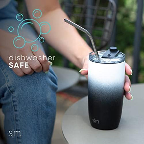 Simple Modern Stainless Steel with Silicone Tipped Reusable Straws | Toxin Free and Waste Reducing Straw for Tumblers and Travel Mugs | Classic Collection | 4 Pack | Assortment - Neutral