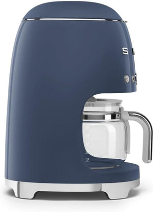 Smeg 50's Retro Style Aesthetic Drip Coffee Machine with 10 Cup Glass Carafe, Auto Start Feature, Keep Warm Plate, and Two Coffee Strength Settings (Navy Blue)