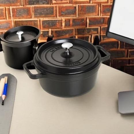 STAUB Cast Iron Round Cocotte, Dutch Oven, 2.75-quart, serves 2-3, Made in France, Matte Black