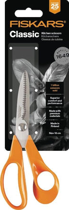 Fiskars Kitchen Scissors, Total Length: 18 cm, Quality Steel/Synthetic Material, Classic, 1000819
