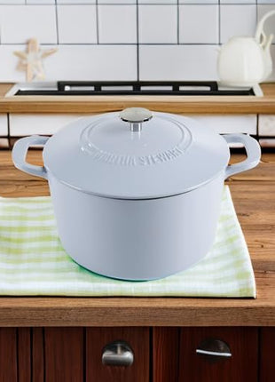 MARTHA STEWART Gatwick 7 QT Enamel Cast Iron Dutch Oven Pot With Lid, Lavender Purple