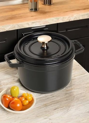 staub La Cocotte Round 40509-480 Pico Cocotte Round Black 6.3 inches (16 cm) Small, Both Handed Casting, Enameled Pot, Induction Compatible, Japanese Authentic Product