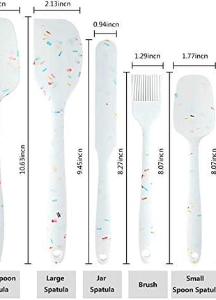 Heat Resistant Silicone Spatulas Set 6pcs, Seamless Design Non-Stick Mixing Spatulas with Stainless Steel Core, Premium BPA-Free Rubber Spatula Baking Cooking Utensile for Home Kitchen BBQ (white)