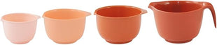 Glad Mixing Bowls with Pour Spout, Set of 4 - Nesting Plastic Bowls (1.2qt, 1.9qt, 2.8qt, and 3qt with Handle) - Non Slip Base, Dishwasher Safe Kitchen Cooking and Baking Supplies, Rust