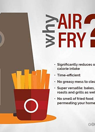 Gourmia GTF7350 6-in-1 Multi-function, Stainless Steel Air Fryer Oven - 6 Cooking Functions - Fry Basket, Oven Rack, Baking Pan & Crumb Tray, Included + Recipe Book