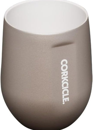 Corkcicle Pure Taste Stemless Insulated Wine Glass Tumbler - Keeps Beverages Cold 6 Hours & Hot 3 Hours - Stainless Steel - Easy-Grip - Summer Drinkware Gift - 12 oz - Latte/Oat Milk