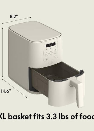 bella 4Qt Slim Air Fryer, Fits-anywhere™ Kitchenware, EverGood™ Ceramic Nonstick Coating, Adjustable Temperature, 6 Preset Cooking Options, 60 Min Auto Shutoff w Audible Tone, 3.3lb Capacity, Oatmilk