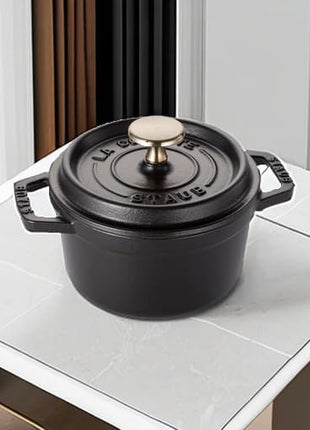 Staub La Cocotte Round 40509-476 Pico Cocotte Round Black 5.5 inches (14 cm) Small, Both Handed Casting, Enameled Pot, Induction Compatible, Japanese Authentic Product