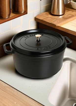 Staub 1103425 Black Cast Iron 13.25 Qt. Round Cocotte