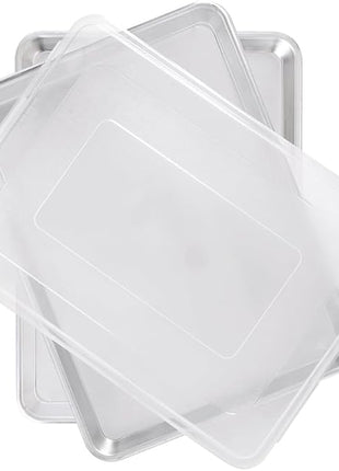 Nordic Ware Naturals Half Sheet Set - USA Made Aluminum Commercial Quality Sheet Pan for Baking or Roasting, Encapsulated Galvanized Steel Rim Prevents Warping, 2pk Half + Lid