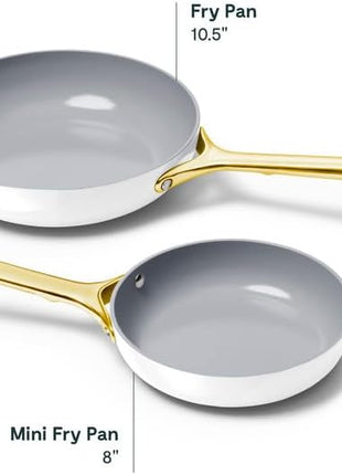 Caraway Nonstick Ceramic Frying Pan (2.7 qt, 10.5") - Non Toxic, PTFE & PFOA Free - Oven Safe & Compatible with All Stovetops (Gas, Electric & Induction) - White