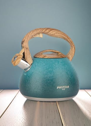 POLIVIAR Tea Kettle, 2.7 Quart Stovetop Tea Kettle, Audible Whistling Teapot with Crackle Finish, Food Grade Stainless Steel for Anti-Rust, Anti Hot Handle, Suitable for All Heat Sources (JX2023-LYD)