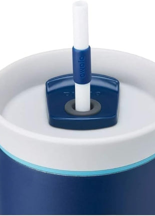 Owala Stainless Steel Triple Layer Insulated Travel Tumbler with Spill Resistant Lid, Straw, and Carry Handle, BPA Free, 40 oz, Dark Blue (Saltwater Starfish)