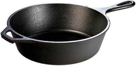 Lodge 3 Quart Pre-Seasoned Cast Iron Deep Skillet - Signature Teardrop Handle & Assist Handle - Use in the Oven, on the Stove or Grill, or Over a Campfire - Use to Sear, Sauté, Bake, Broil, Braise, Fry, or Grill - Black