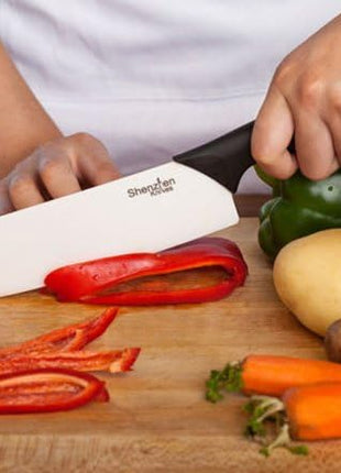 Shenzhen Knives 6 Inch Ceramic Vegetable Cleaver (Nakiri Knife). Lightweight Kitchen Cutlery for Precision Slicing and Cooking. Japanese Chef Kitchen Aid - Professional Cooking Knife