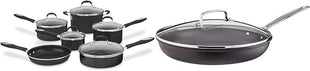 Cuisinart 11-Piece Nonstick Cookware Set, Black, 55-11BK & 12-Inch Skillet, Nonstick-Hard-Anodized with Glass Cover, 622-30G