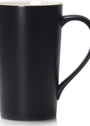 Smilatte 20 Ounces Extra Large Coffee Mug, M007 Plain Tall Big Ceramic Latte Cappuccino Tea Cup with Handle for Dad Men Boss Coworkers,Ideal Mugs for Office Home Daily Use, Black