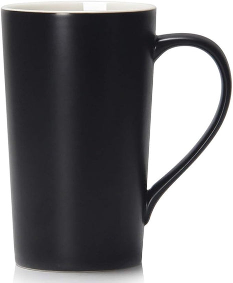 Smilatte 20 Ounces Extra Large Coffee Mug, M007 Plain Tall Big Ceramic Latte Cappuccino Tea Cup with Handle for Dad Men Boss Coworkers,Ideal Mugs for Office Home Daily Use, Black