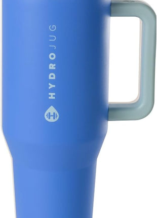 HydroJug Traveler - 32 oz Water Bottle with Handle & Flip Straw - Fits in Cup Holder, Leak Resistant Tumbler-Reusable Insulated Stainless Steel & Rubber Base - Gifts for Women & Men, Riptide