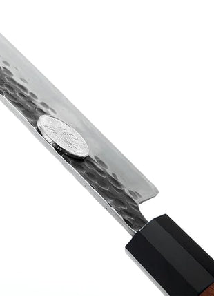 MITSUMOTO SAKARI Nakiri Chef Knife 7 inch - Hand Forged Japanese Kitchen Knives, 3-Layer 9CR18MOV High Carbon Steel, Rosewood Handle & Sandalwood Box