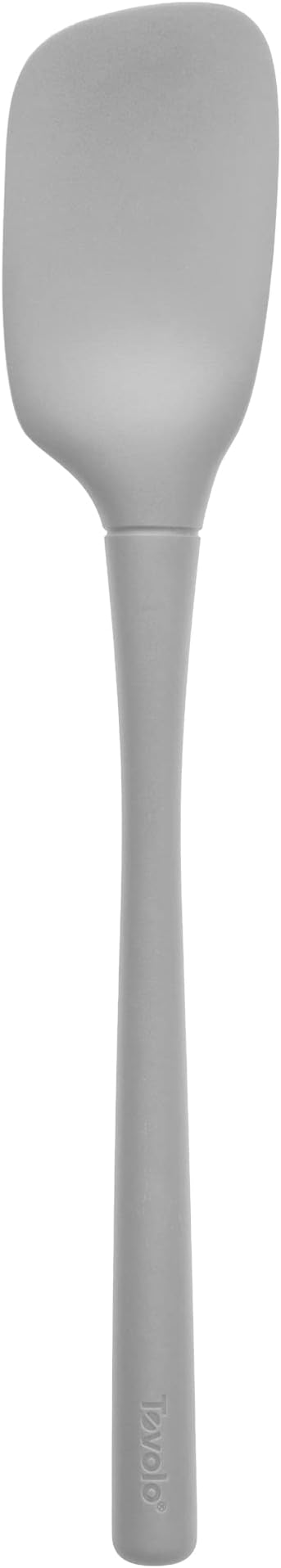 Tovolo Spoon Spatula Spoonula All Silicone Ergonomic Handle Grip Oyster Gray, Silicone Spoopula Kitchen Utensil Non Scratch Easy Clean Dishwasher Safe Heat Resistant Flex Core Scoop Spatula