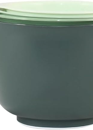 Glad Mixing Bowls with Pour Spout, Set of 4 - Nesting Plastic Bowls (1.2qt, 1.9qt, 2.8qt, and 3qt with Handle) - Non Slip Base, Dishwasher Safe Kitchen Cooking and Baking Supplies, Green