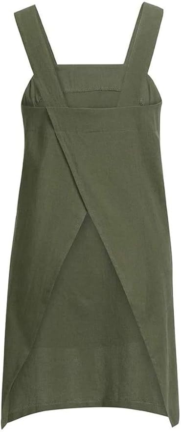 YESDOOD Cotton Linen Apron Cross Back Apron for Women with Pockets Pinafore Dress for Baking Cooking