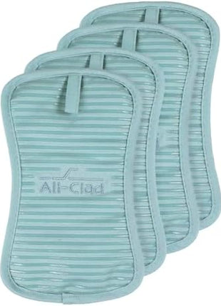 All-Clad Premium Pot Holder & Hot Pad: Heat Resistant to 500 Degrees - 100% Cotton, 10"x6.25" Hot Pad for Kitchen and Barbeque, 4-Pack, Rainfall