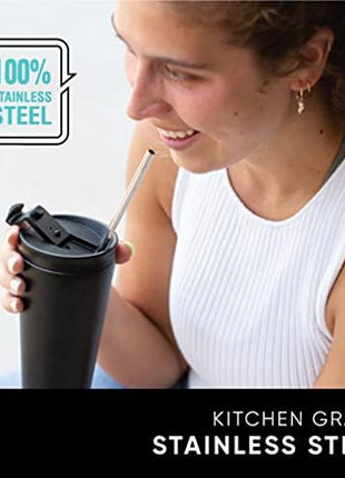 Simple Modern Stainless Steel with Silicone Tipped Reusable Straws | Toxin Free and Waste Reducing Straw for Tumblers and Travel Mugs | Classic Collection | 4 Pack | Assortment - Neutral