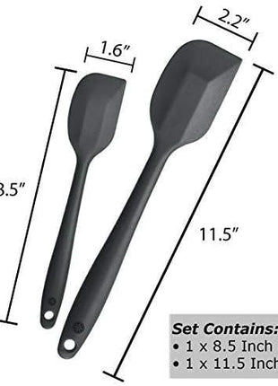 StarPack Basics Silicone Spatula Set of 2 (1 Small, 1 Large), High Heat Resistant to 480°F, Hygienic One Piece Design, Non Stick Rubber Cooking Utensil Set (Gray Black)