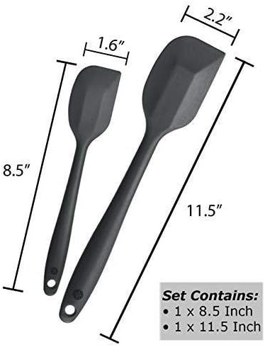 StarPack Basics Silicone Spatula Set of 2 (1 Small, 1 Large), High Heat Resistant to 480°F, Hygienic One Piece Design, Non Stick Rubber Cooking Utensil Set (Gray Black)