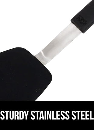 GORILLA GRIP Patented BPA-Free Non-Scratch Spatula, Heat Resistant Silicone Head for Nonstick Cooking Pans, Soft Rubber Handle, Kitchen Spatulas for Flipping, Holiday Prep Essentials, 11.6 in, Black