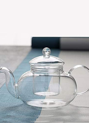 Glass Teapot with Removable Clear Infuser, 27 oz/ 800 ml Stove Top & Microwave Safe Borosilicate Glass Kettle with Loose Leaf Tea Strainer For Flower Blooming Tea