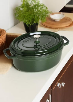 STAUB Cast Iron Roaster/Cocotte, Oval 31 cm, 5.5 L, Basil/Green