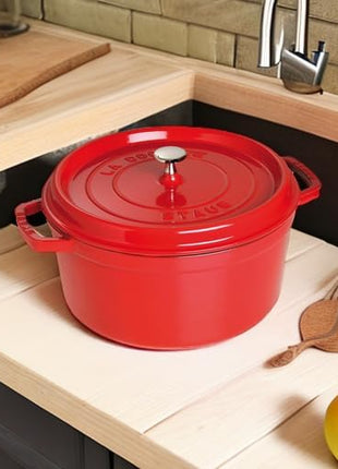 Staub Cast Iron 7-qt Round Cocotte - Cherry, Made in France